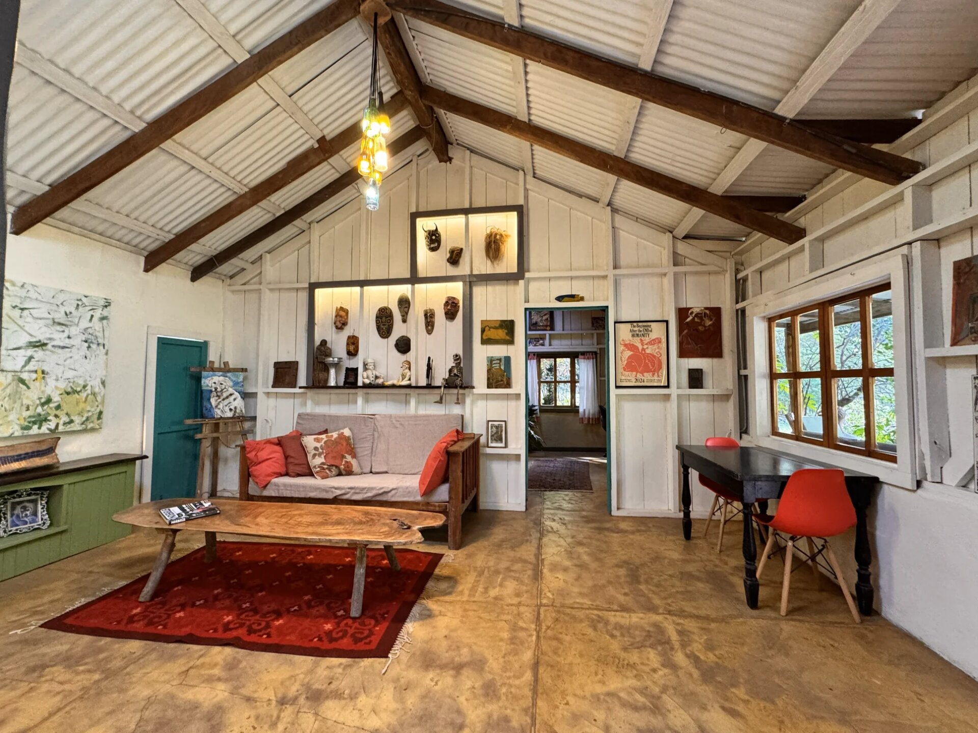 Living room with mask display