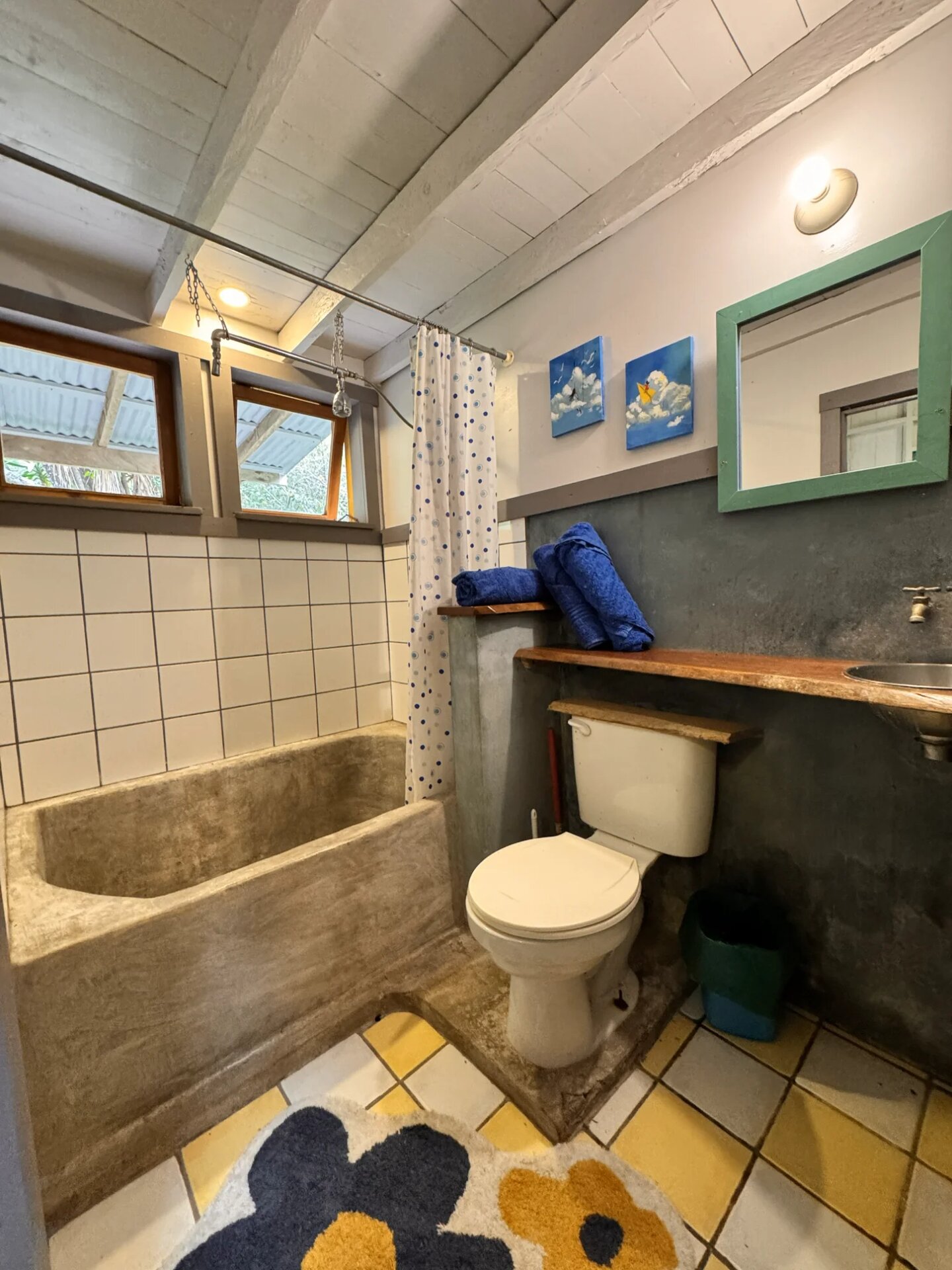Bathroom with unique tub