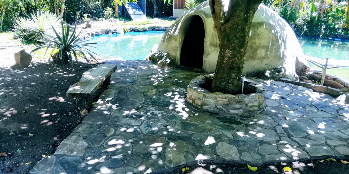 Hot tub and pond